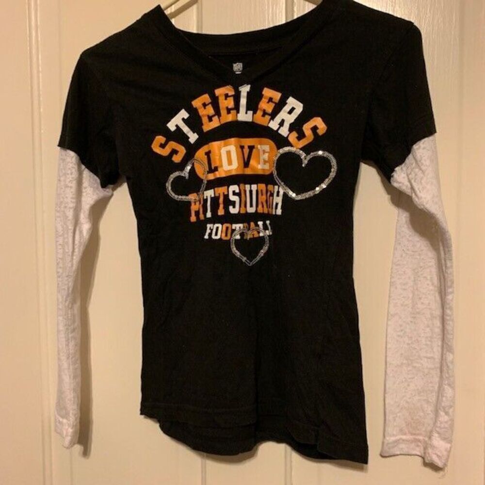 PITTSBURGH STEELERS SIZE GIRLS LARGE 10-12 LONG SLEEVED T-SHIRT